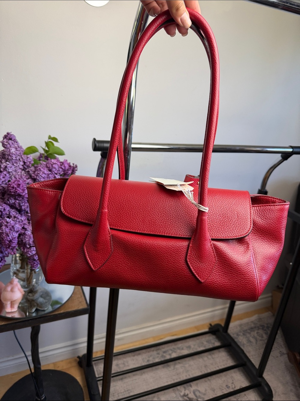 Divina Firenze Women's Red Leather Shoulder Bag